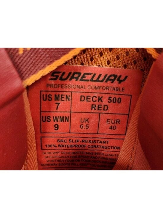 Sureway Deck 500 Red Rain Fishing Boat Boots Mens 7 Womens 9 Slip Resistant NWOB main image 4